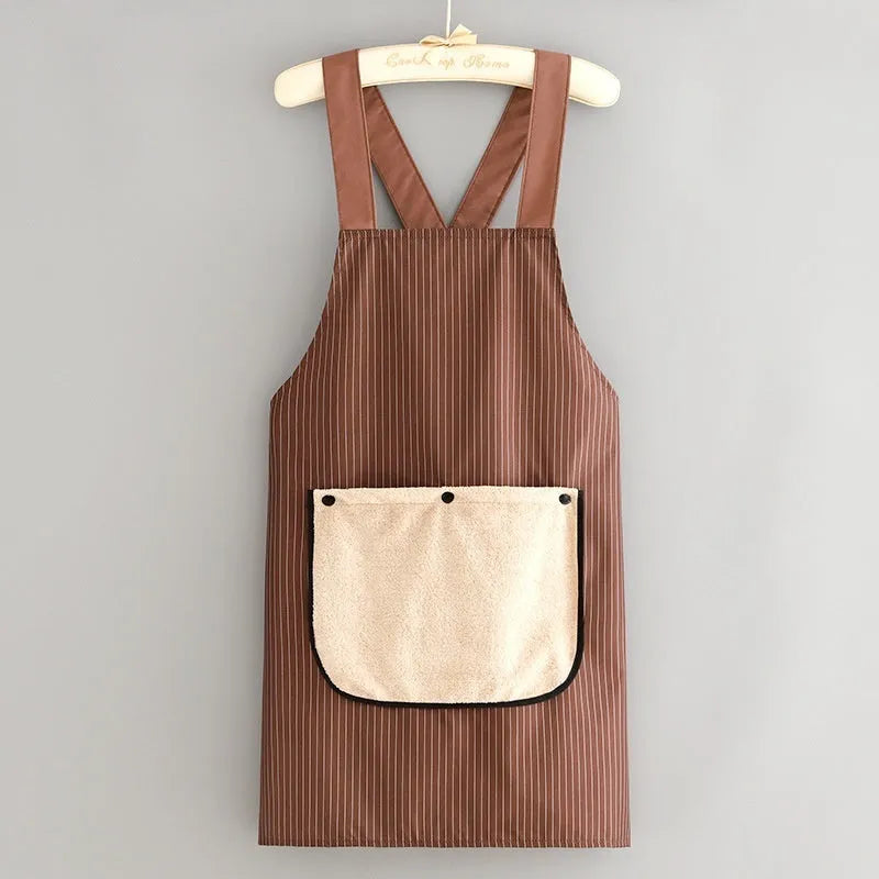 Polyester waterproof kitchen apron in multiple colour options including black and blue
