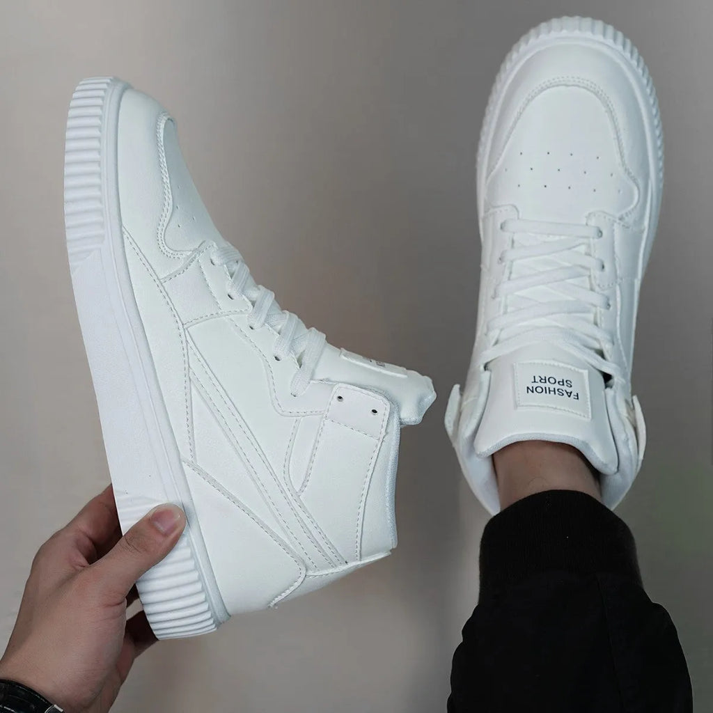 Men's white round toe casual microfiber shoes for autumn and winter leisure wear