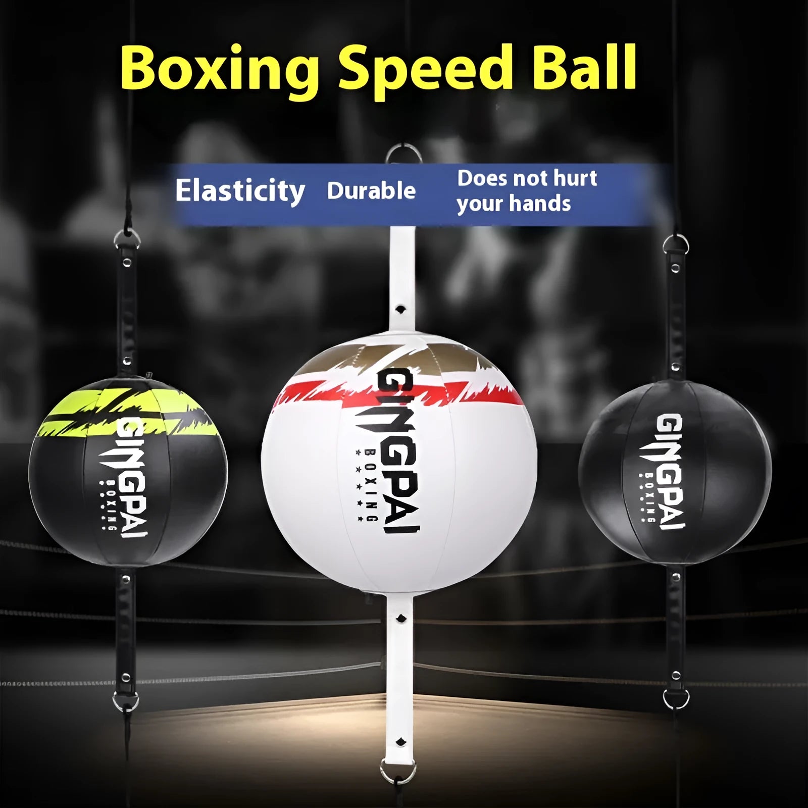 PU hanging speed ball for boxing reaction training in black, green, or white colours