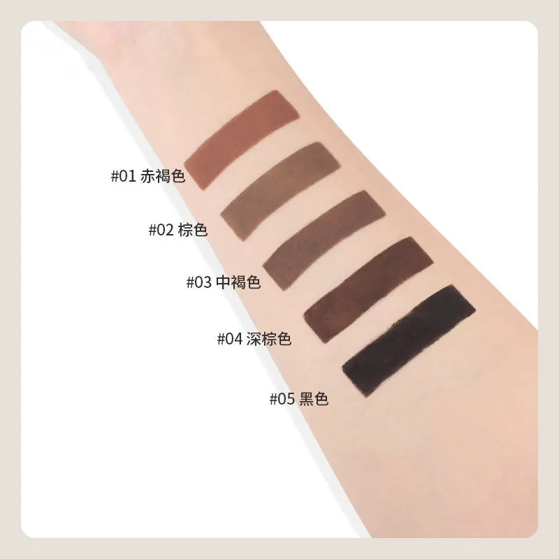 Dual-ended eyebrow cream for natural brow shaping and filling in five colour shades.