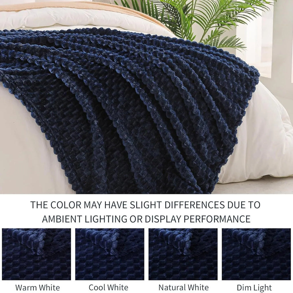 Polyester plaid children's nap blanket in solid colour with velvet finish, shown in multiple size options