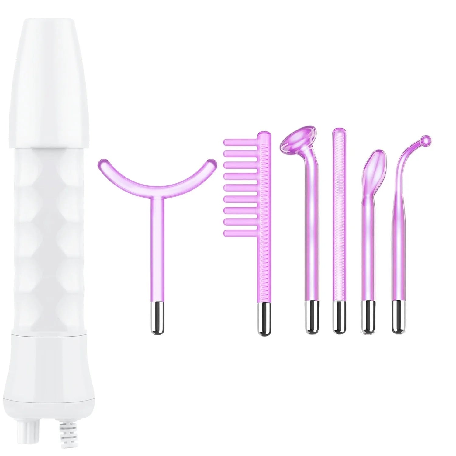 Purple six-piece high-frequency electrotherapy rod set for commercial skin rejuvenation with multiple accessory heads