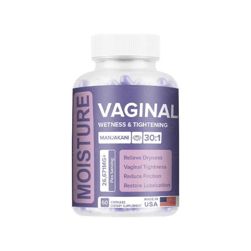 Bottle of 60 vaginal capsules for adult women's herbal feminine wellness