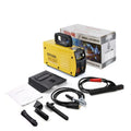 MMA-200MIN 220V inverter DC welding machine with welding tongs, grounding clamp, face shield, and brush hanger