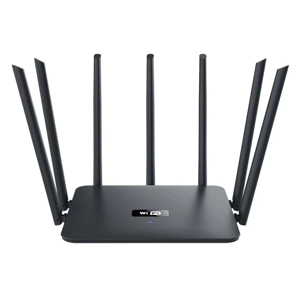 Black and white dual-band 5G Gigabit router with whole-home Wi-Fi coverage