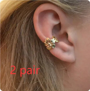 Gold starfish and scallop eardrop earrings with electroplated finish and conch details