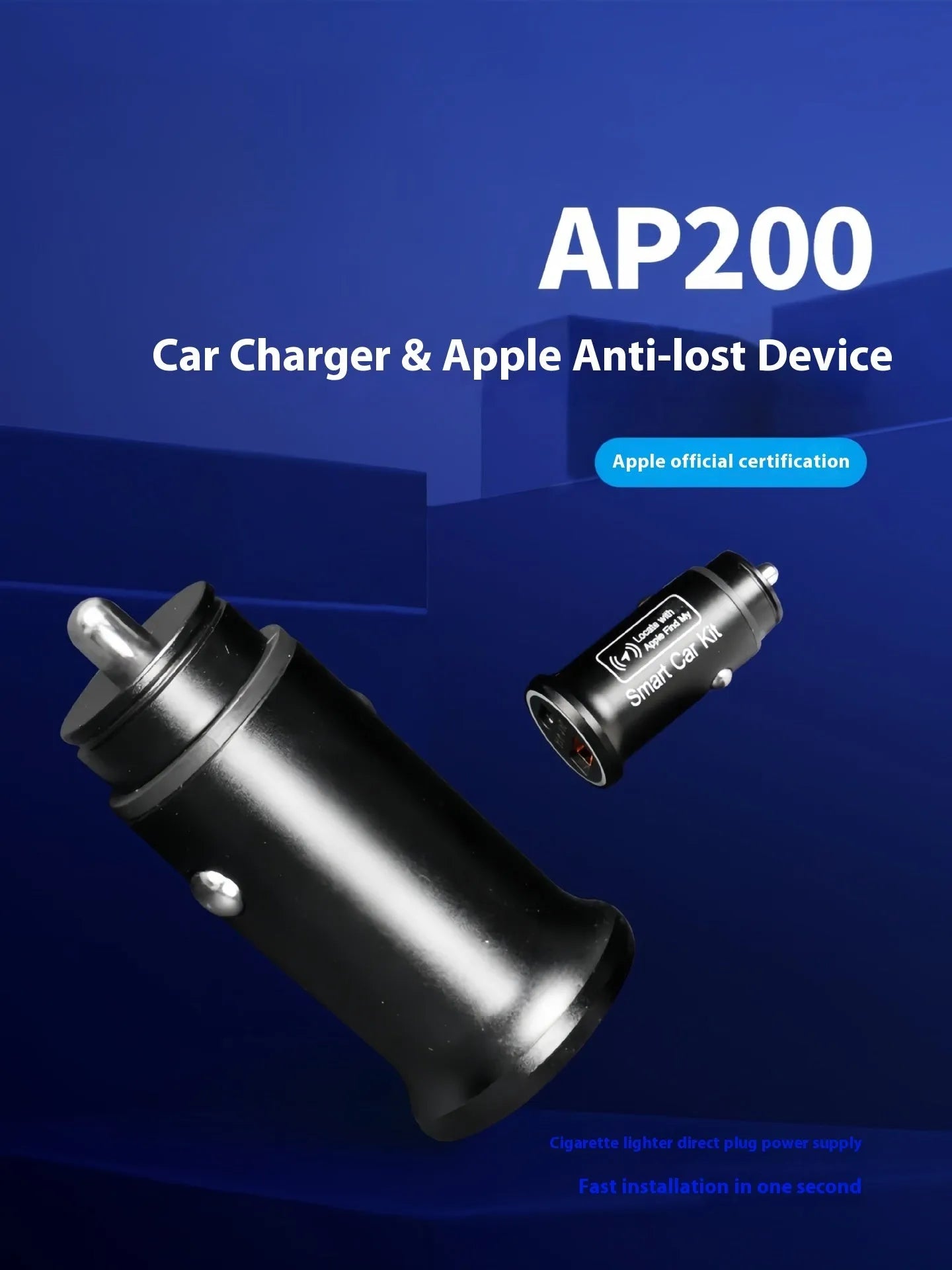 Black ABS plastic car charger GPS locator device for vehicle tracking.