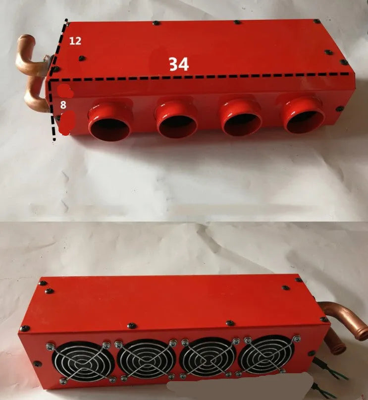 Long small metal car heater with four-hole copper pipe core for 12V 24V vehicles
