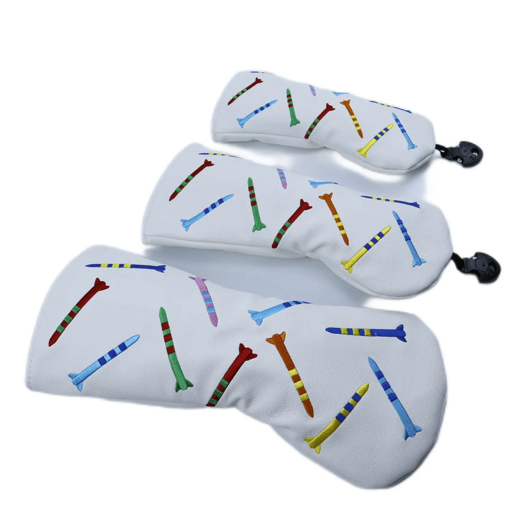 Golf club wooden pole sets in black or white colour made from PU material with three size options
