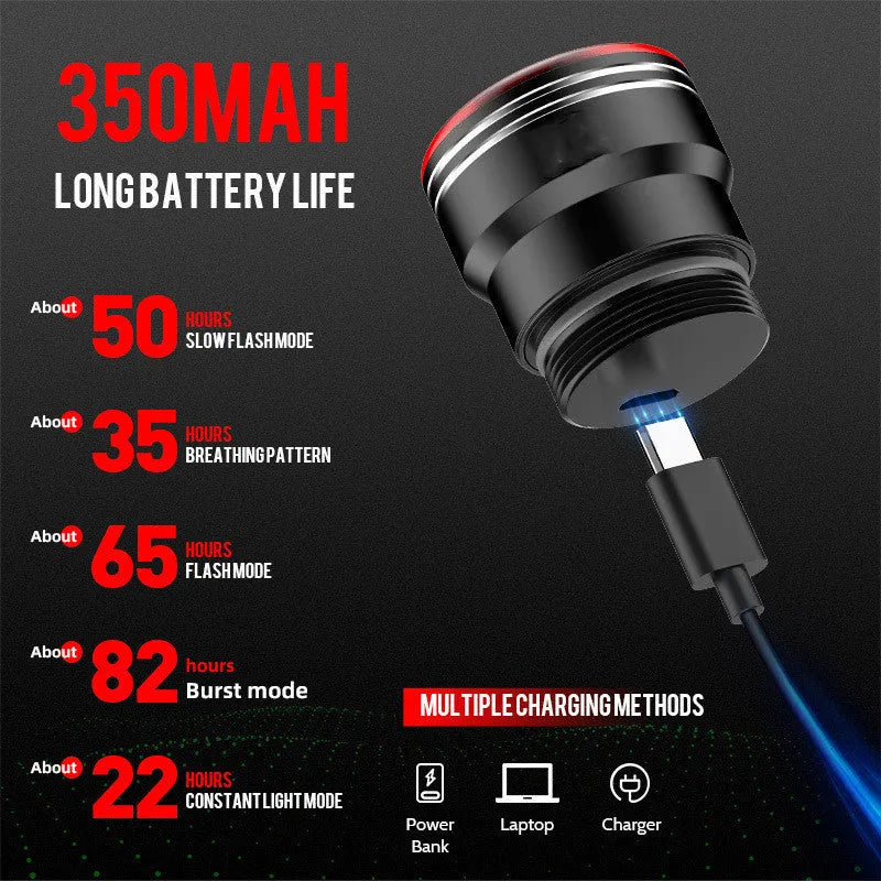 Black smart brake sensing USB charging bicycle taillight with aluminium construction