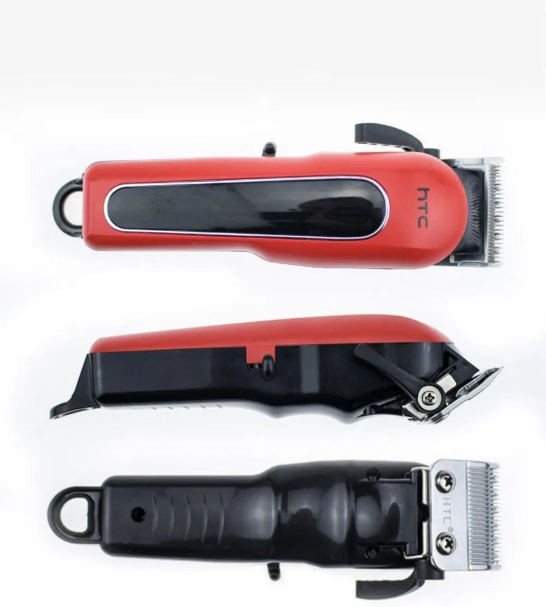 Professional digital electric hair clipper in black, red, or white with brushless motor and waterproof design