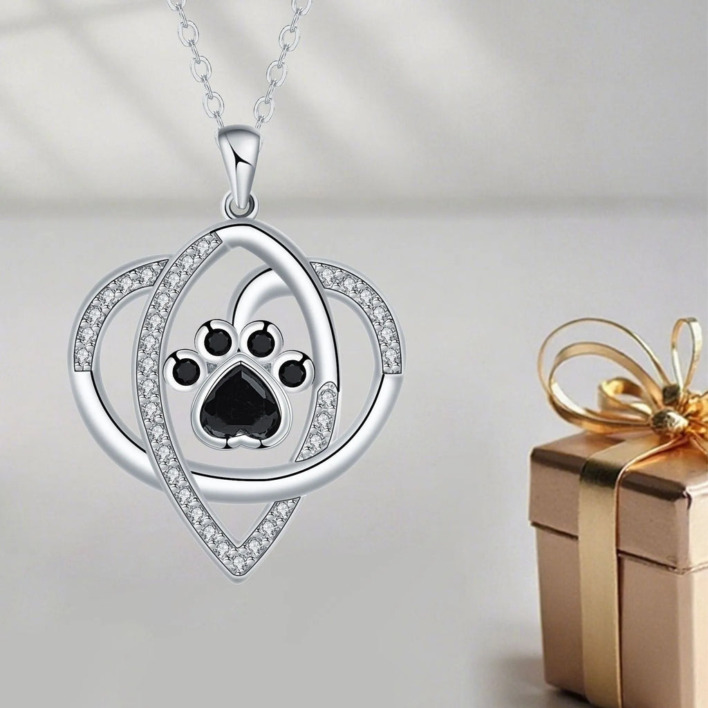 Copper necklace with dog and cat paw print pendant on cross chain