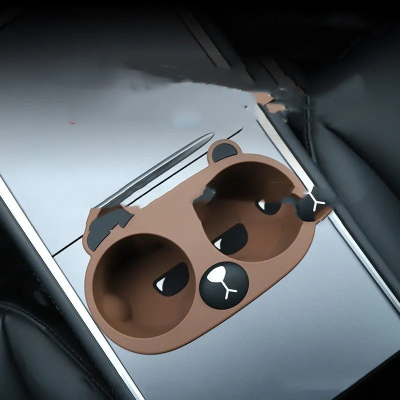 Silicone car cup holder stabiliser insert for central console in grey, tan, and pink colour options
