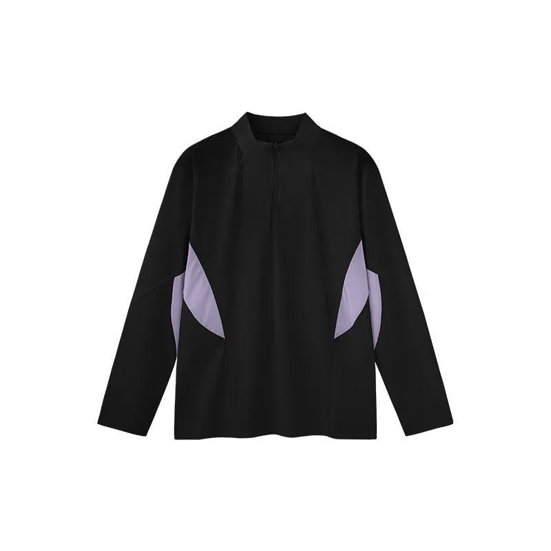 Men's lightweight polyester casual top in black and beige colours showing long sleeve and short sleeve options