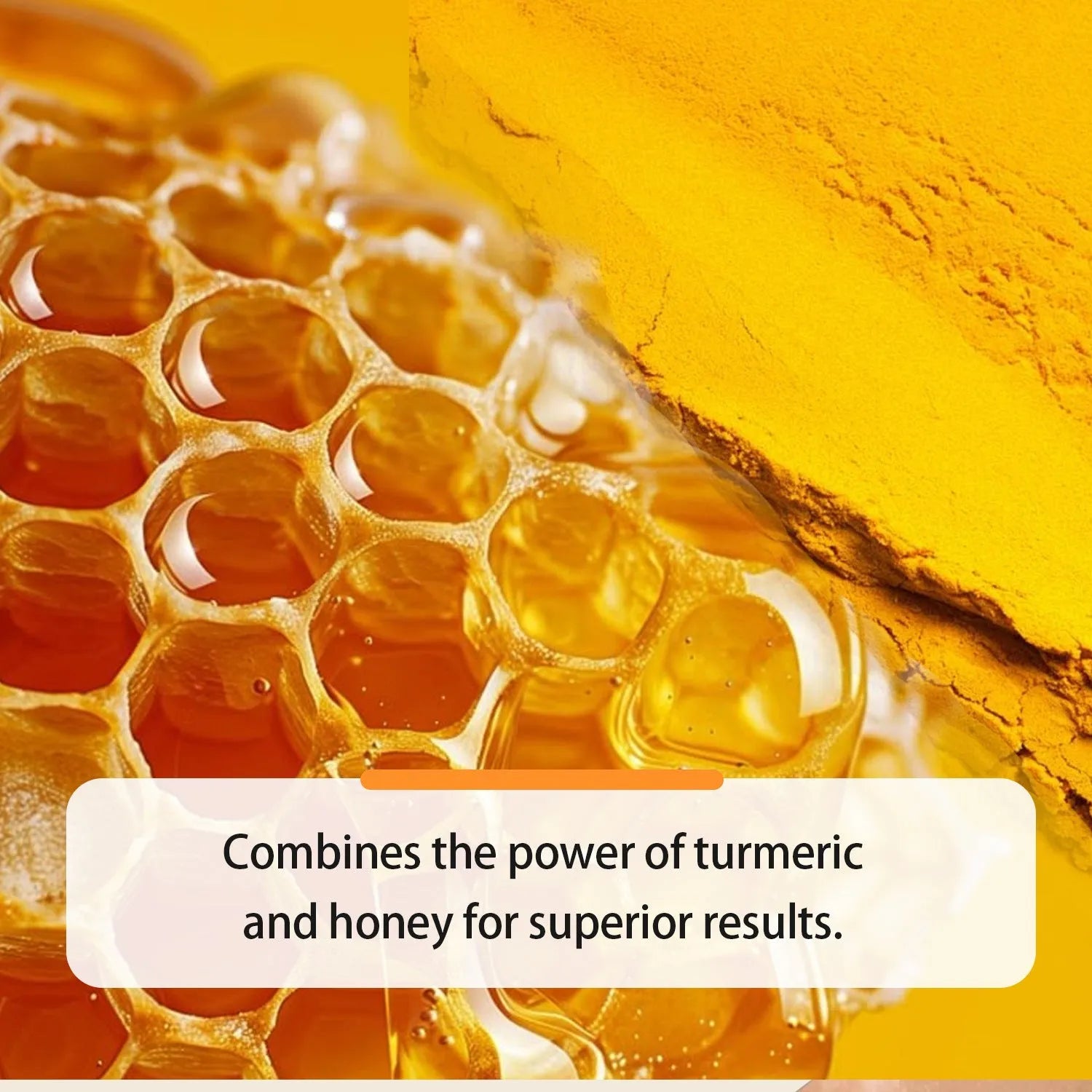 30ml glass bottle of turmeric honey essential oil with a dropper on a wooden surface.