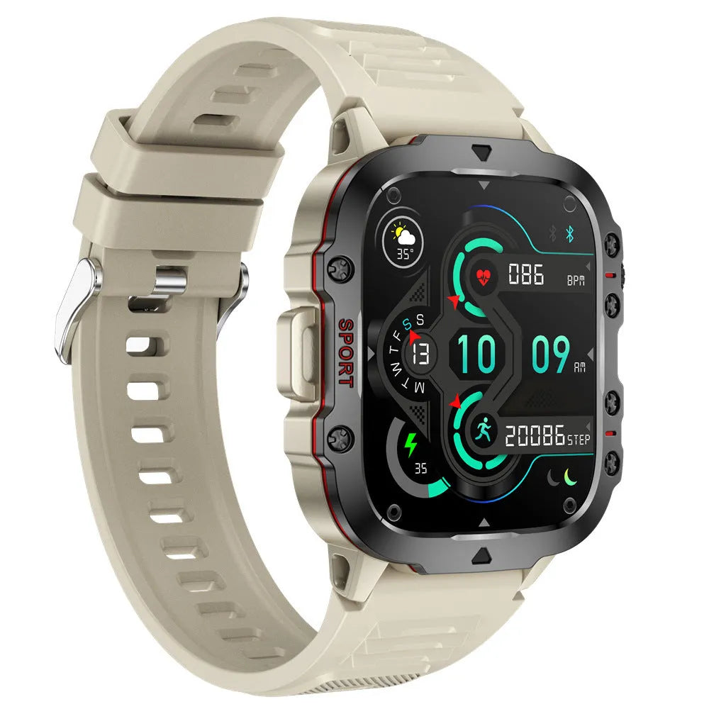 QX11 Smart Bluetooth Watch in black with zinc alloy case and TFT touch screen displaying health metrics