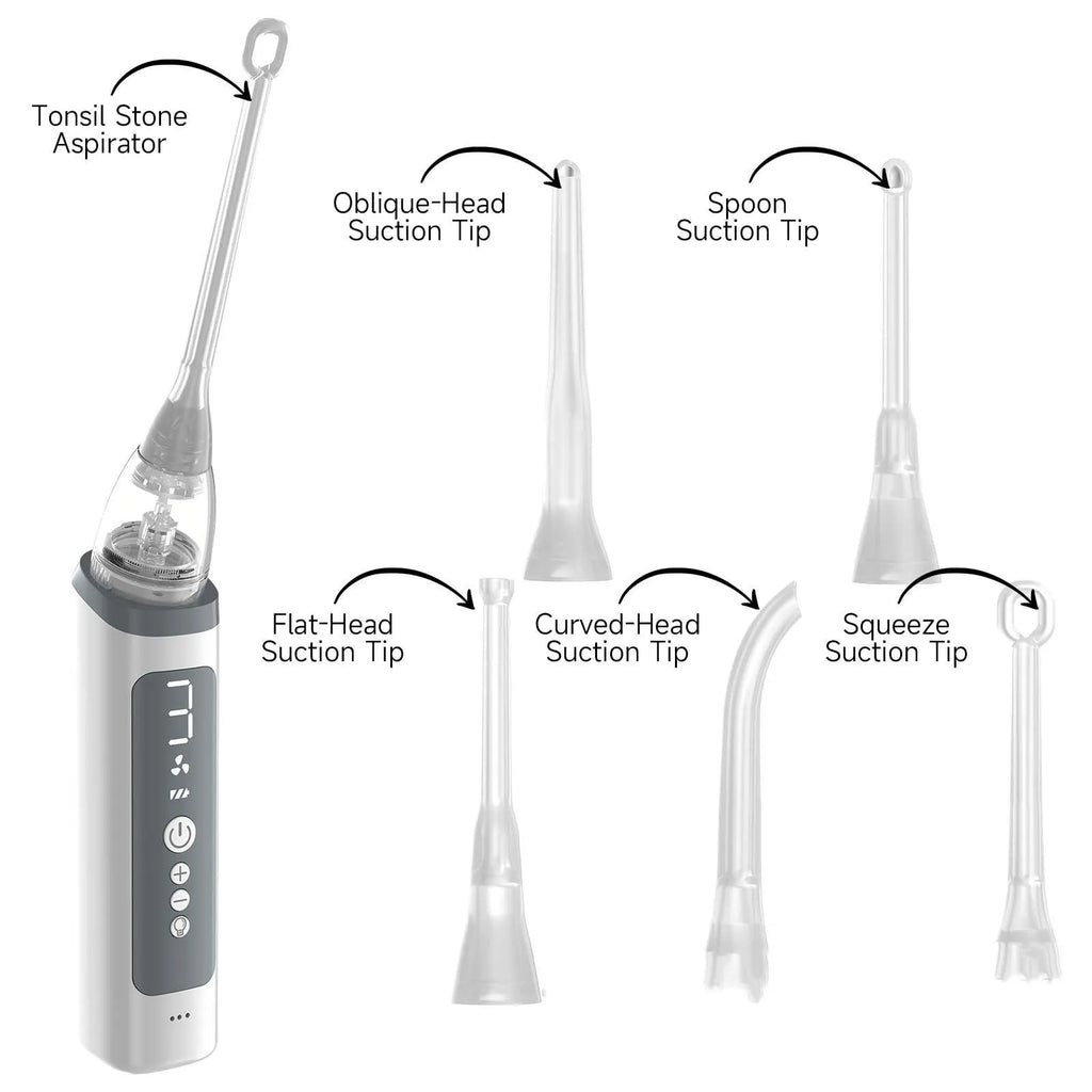 Milky white tonsillar extractor oral cleaning tool set for tonsil stone removal