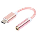 Type-C to 3.5mm audio adapter cable with nylon braided 12cm cable in four colour variants