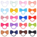 80 tiny baby hair ties with grosgrain ribbon bows in multiple colours for infants and toddlers