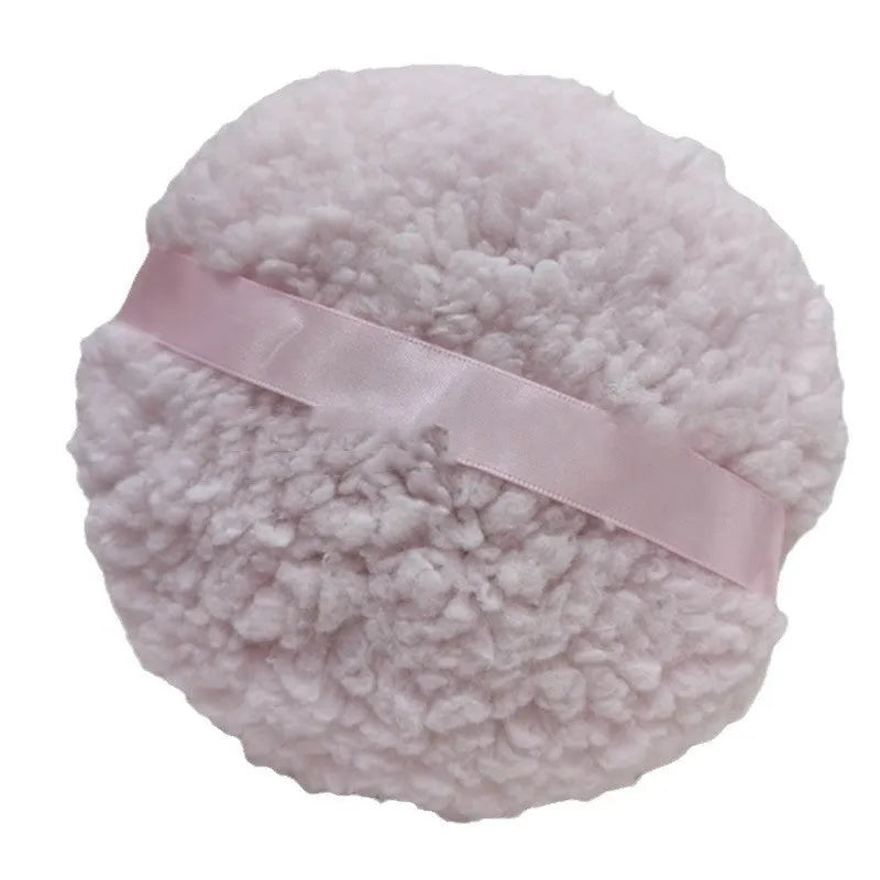 Oversized rectangular plush powder puff for dry makeup application in pink white and skin colour options