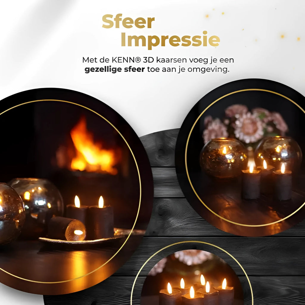 Four black S6 LED pillar candles with flickering flame effect, each 5cm diameter by 7cm tall.