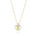 Adjustable chain necklace with a choice of geometric fruit pendant charms: apple, cherry, pear, pineapple, or strawberry.