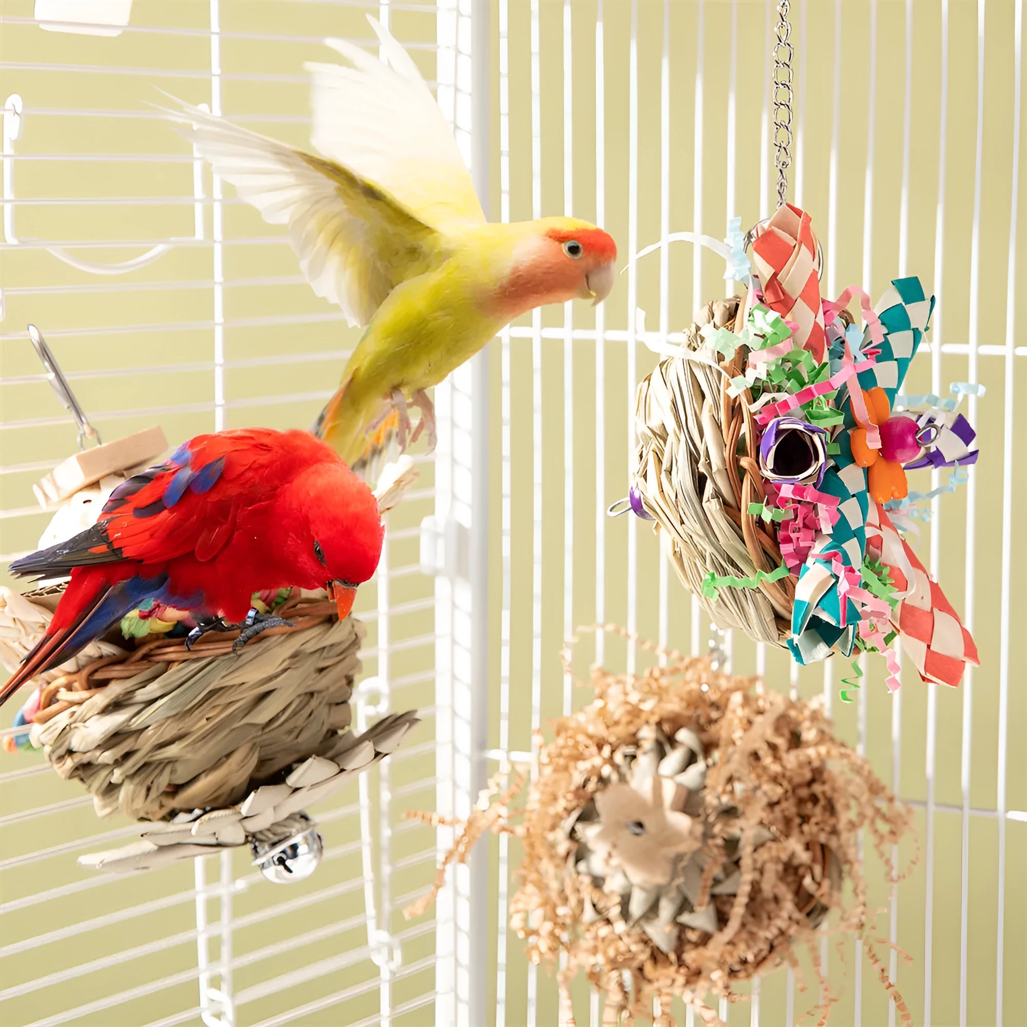 Parrot gnawing molar chewing toy for small to medium birds with textured surface
