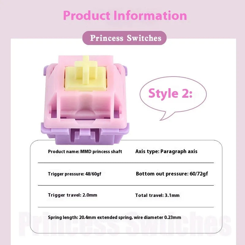 MMD Princess mechanical keyboard switch linear axis with spring for custom PC builds