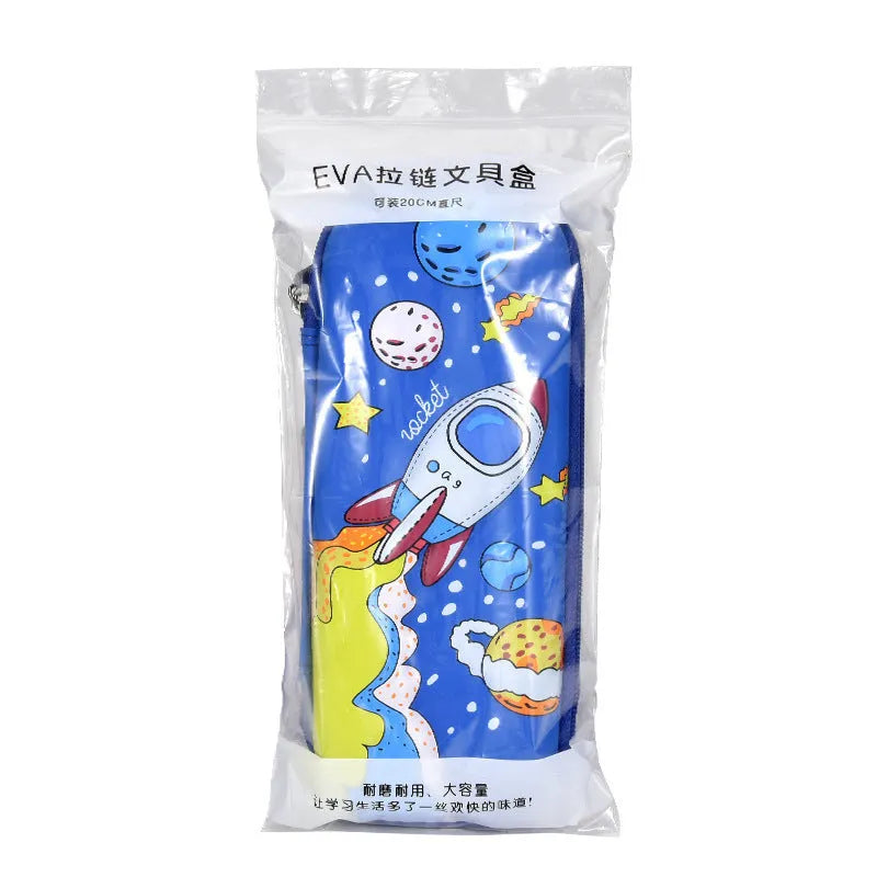 3D leather pencil case showing multiple design options including space, fantasy and animal themes