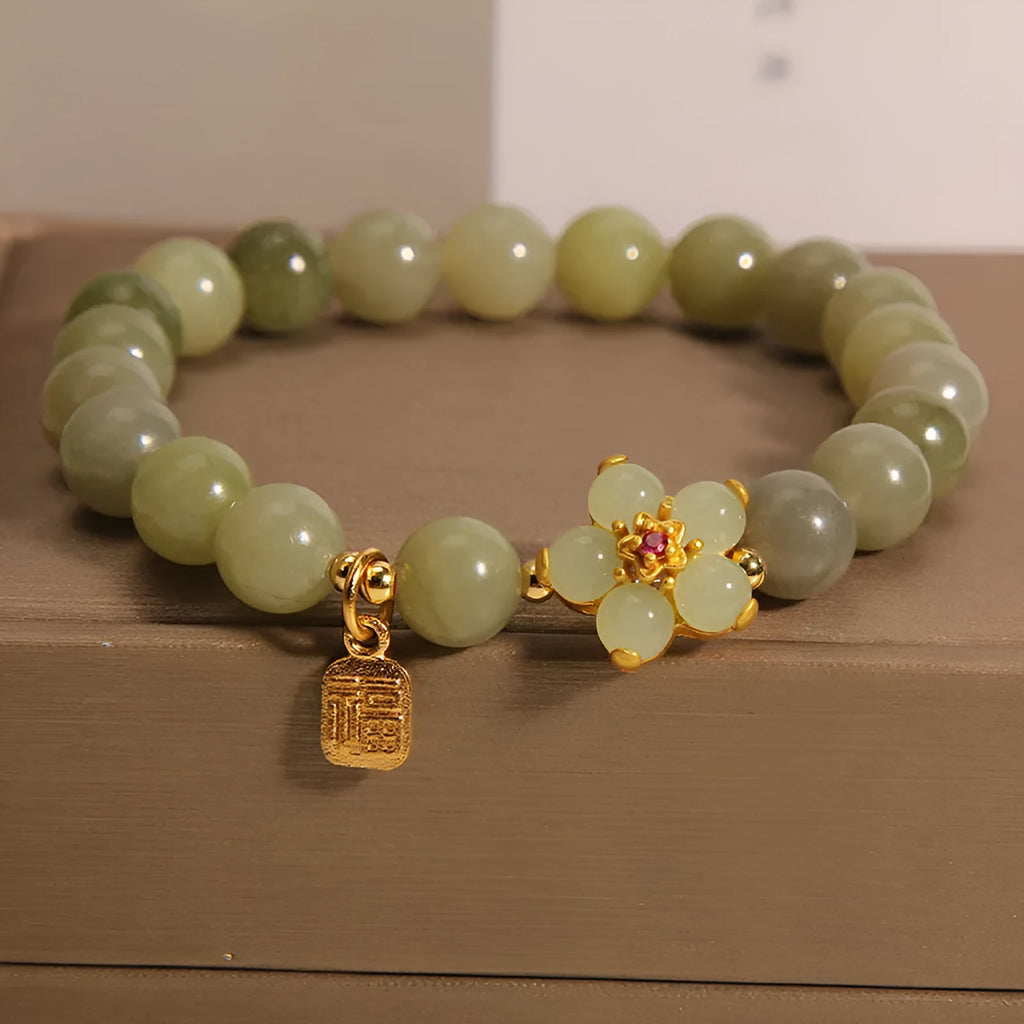 Women's alloy bracelet with gray jade colour tone, casual style jewellery