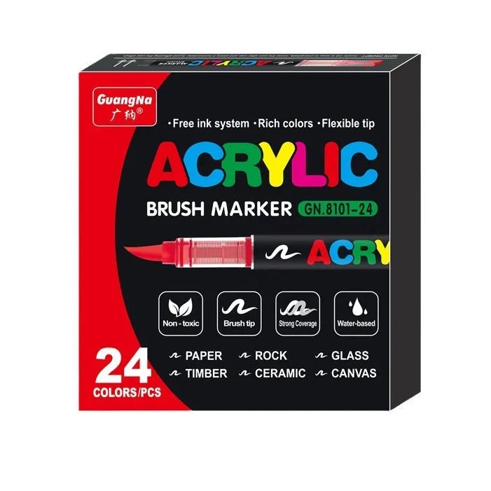 Straight acrylic marker pens with soft tips for art painting and graffiti in multiple colour sets