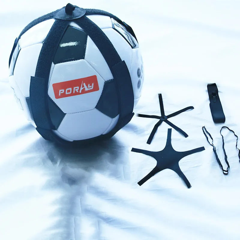 Black football juggling belt with a 2 metre long cord made from diving suit fabric