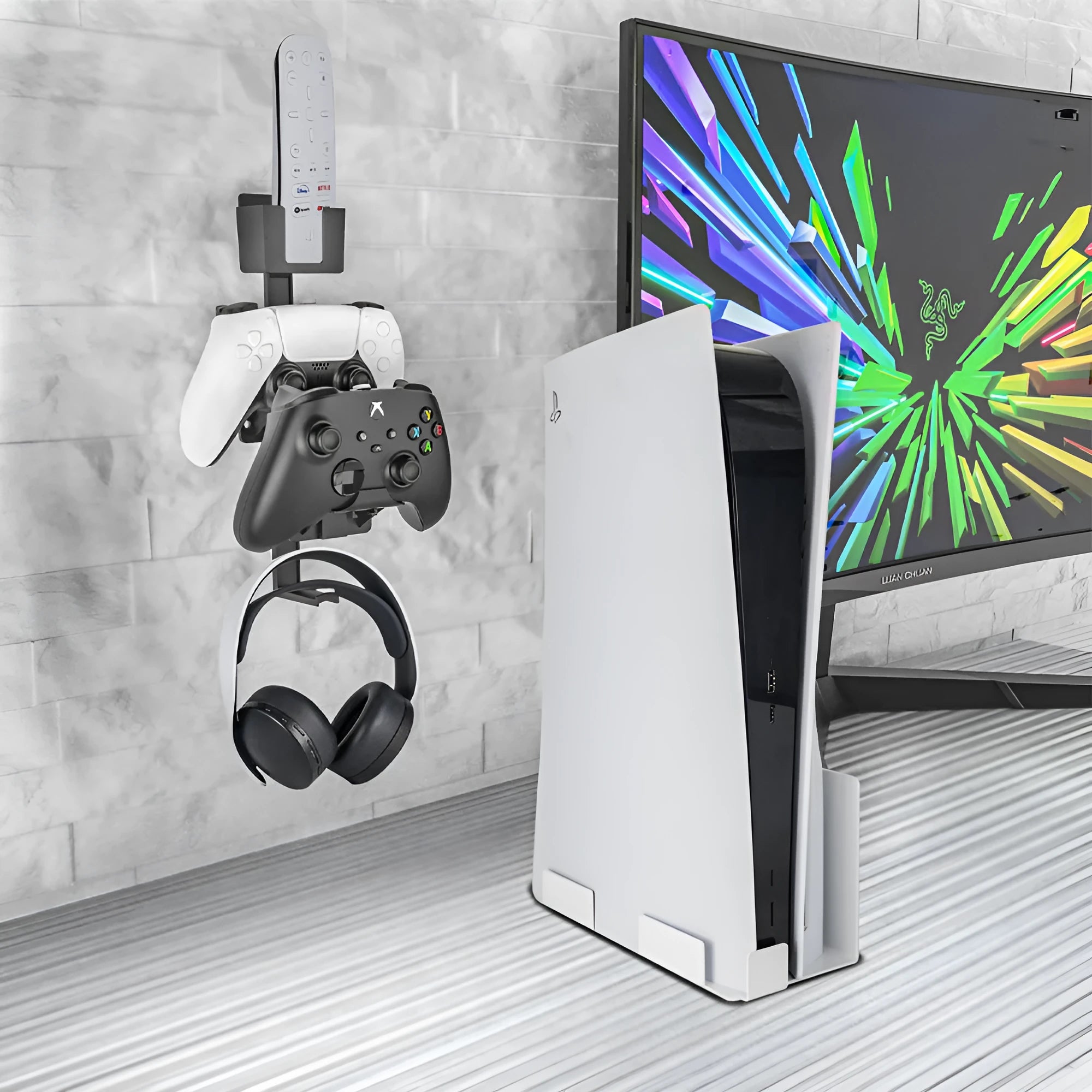 Wall-mounted storage hook for PS5, Xbox and Switch gaming controllers