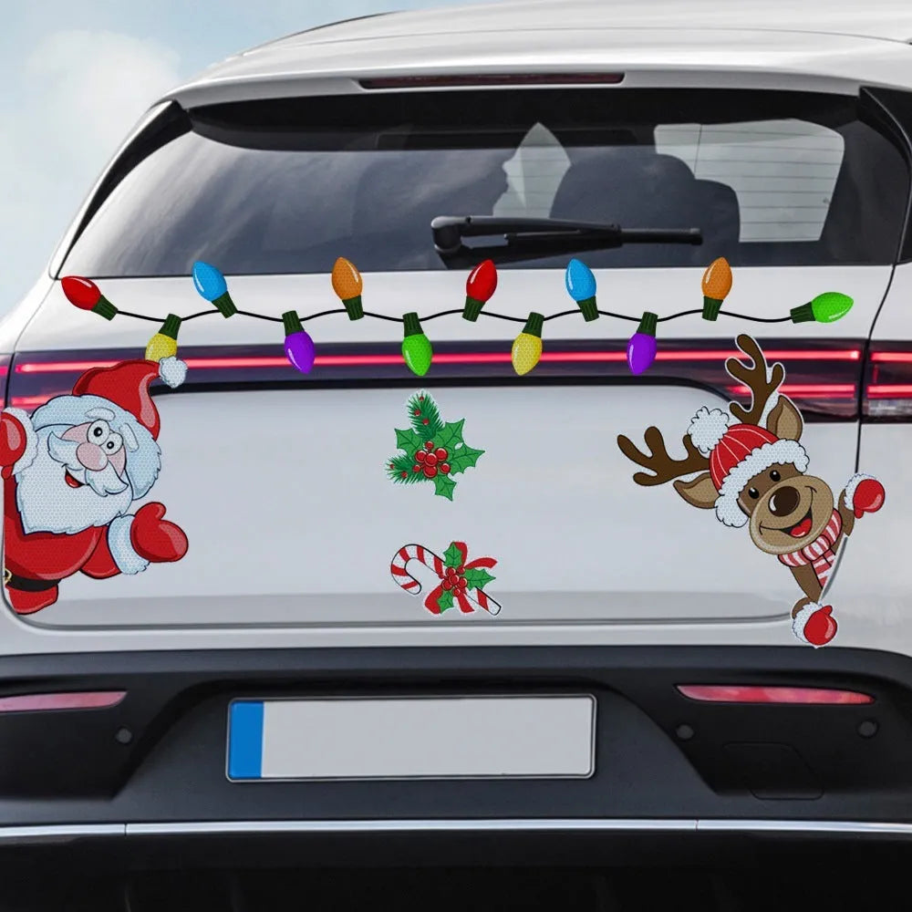 Christmas elk cartoon design reflective magnetic sticker in RFM026 colour on medium format