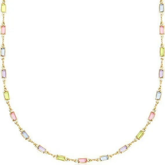 Ladies' geometric crystal necklace with random colour electroplating and adjustable 41-50cm perimeter