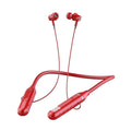 Wireless Bluetooth sports headset with neck-hanging design in black, red, purple and green colour options