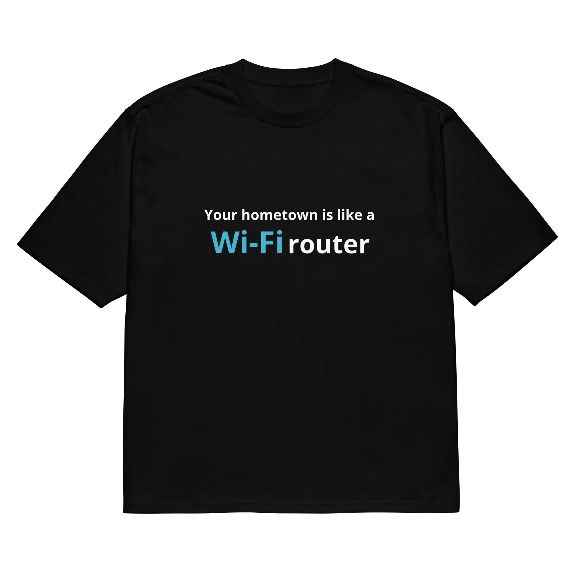 Man's black loose fit t-shirt with a colourful 3D digital printed cartoon pattern on the front.
