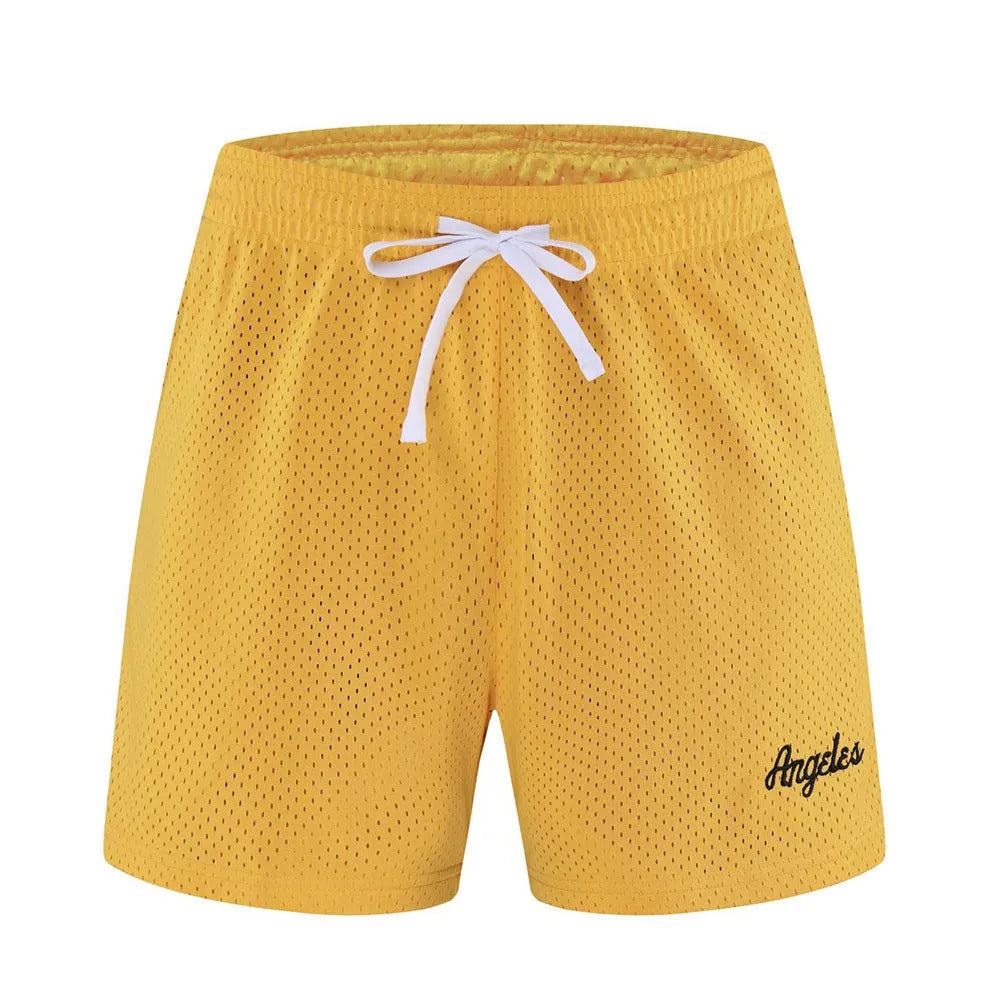 Men's double-layer mesh shorts in multiple colours with sports and leisure design