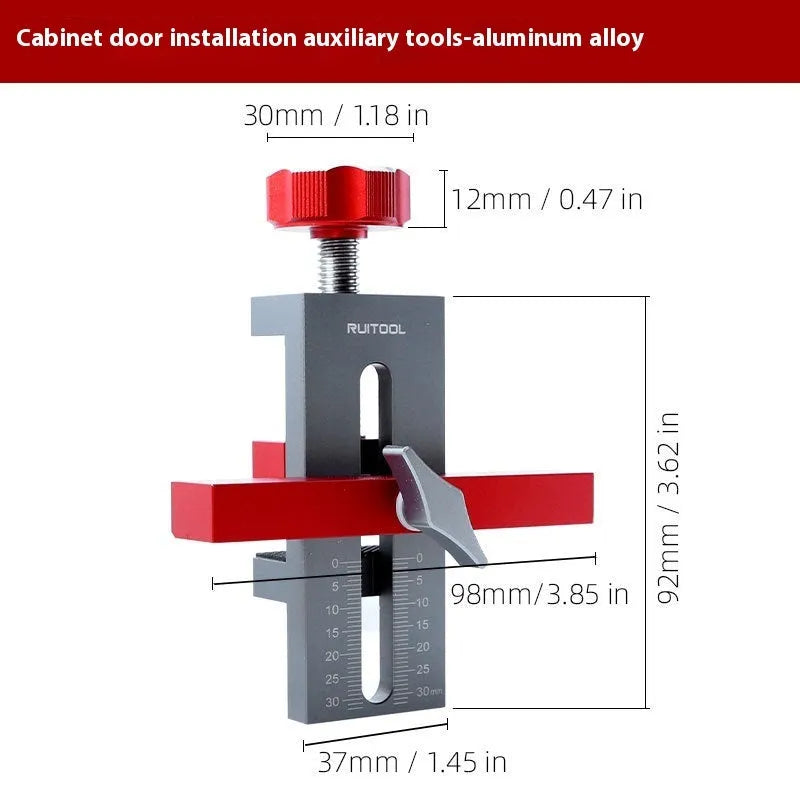 Aluminium alloy cabinet door installation tool for woodworking decoration.