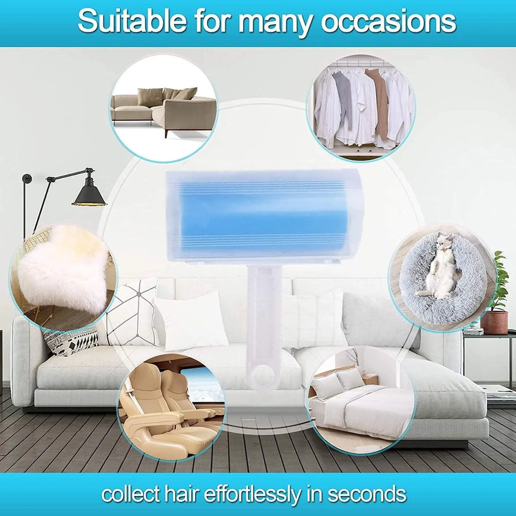 Washable reusable lint roller with protective cover for pet hair removal
