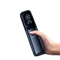 Black portable electric car air pump with ABS construction and tyre pressure gauge