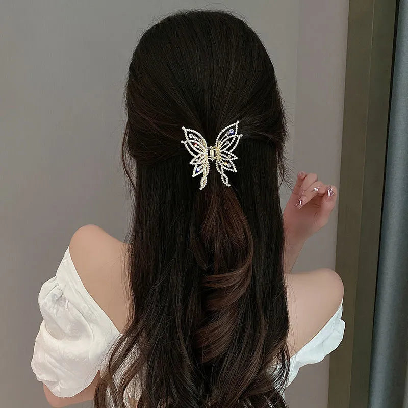 Butterfly hair clip barrette for women with alloy metal construction