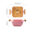 Creative irregular ceramic serving bowl with lid in modern simple style