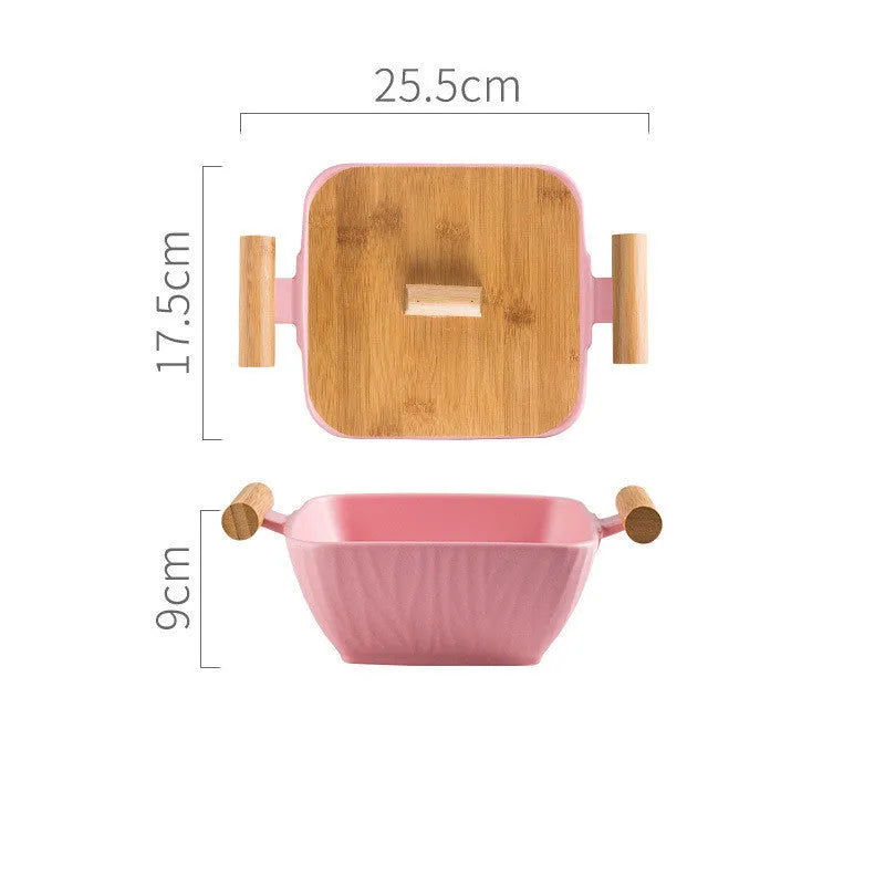 Creative irregular ceramic serving bowl with lid in modern simple style