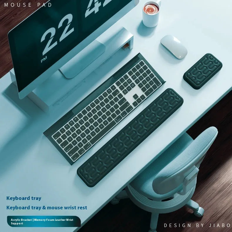 Double-sided keyboard and mouse pad with memory foam wrist rest in various colour options