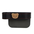 Leather car seat gap storage box with cartoon bear design for centre console organisation.