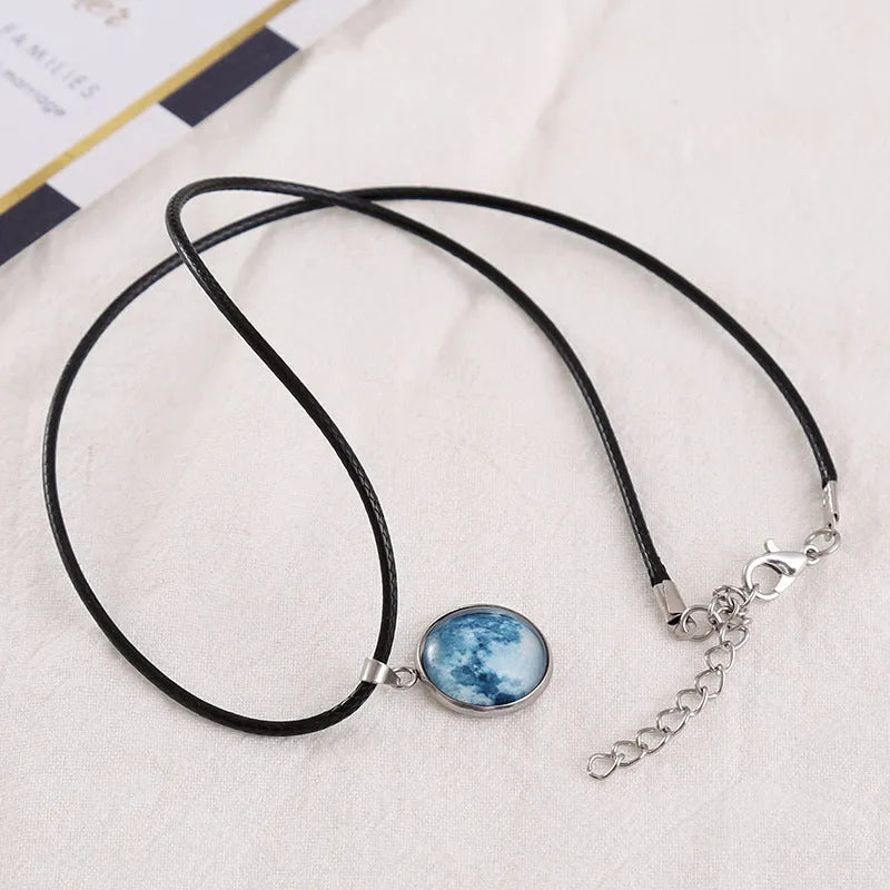 Luminous constellation design pendant necklace with adjustable chain in Christmas moon night sky theme