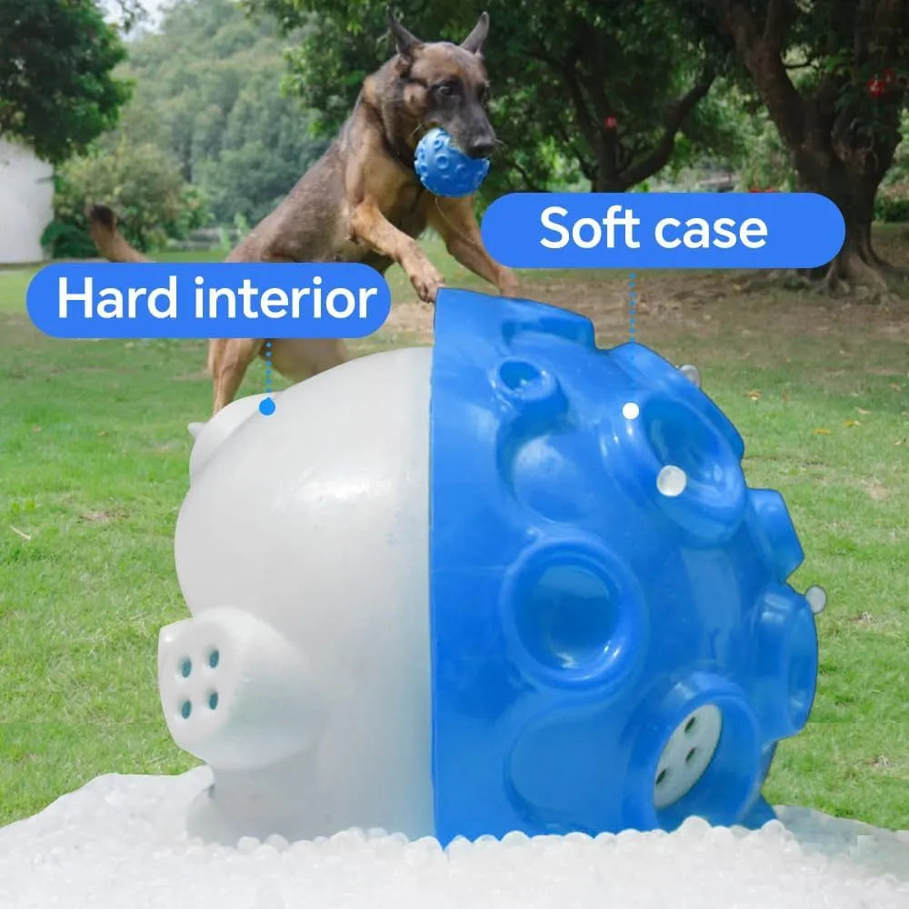 Interactive dog chew toy ball with textured surface in multiple colour options