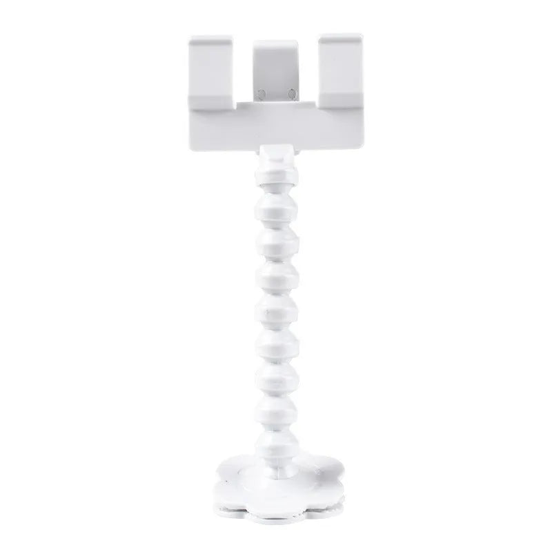 Black pet photography tool with a clip for holding treats and a phone holder on a rotating support