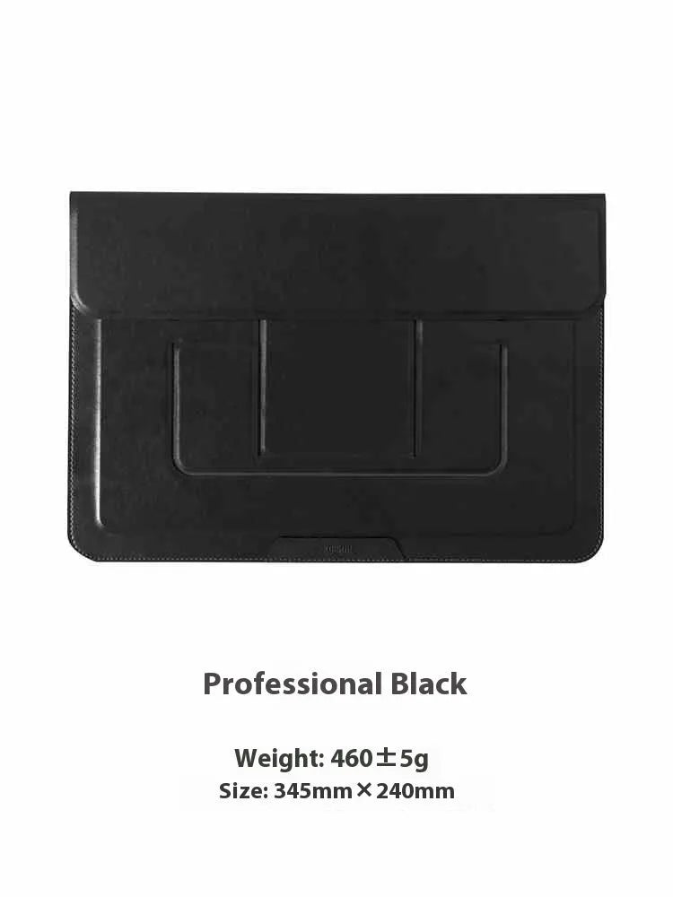 Brown and black 13.3-inch laptop bracket bag with integrated dual-angle stand.